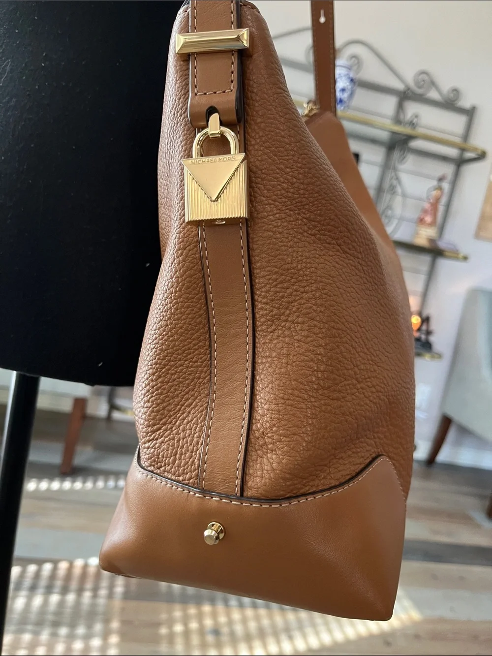 Michael Kors Brown Pebbled Leather Hobo Shoulder Bag Office Casual Business
